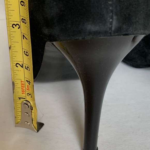 Stunning black suede stiletto shoes with large buckle of shiny rhinestones 40 10 - Picture 8 of 12